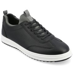 Meet the Orton sneaker from Vance Co., a sleek and comfortable lace-up option featuring a 1-inch sole, round toe design, and faux leather upper. Crafted with fabric lining and a 12 mm Tru Comfort Foam™ footbed, it offers both style and cushioned support. The rubber outer sole ensures reliable traction, making the Orton a trendy and practical addition to your footwear collection. Black Synthetic Lace-up Shoes With Cushioned Footbed, Casual Leather Skate Shoes With Elastic Laces, Leather Skate Shoes With Elastic Laces, Modern Lace-up Skate Shoes With Cushioned Footbed, Cushioned Lace-up Skate Shoes, Synthetic Lace-up Skate Shoes With Elastic Laces, Synthetic Low-top Lace-up Shoes With Contrast Sole, Synthetic Low-top Lace-up Shoes With Textured Sole, Synthetic Plain Toe Sneakers For Streetwear