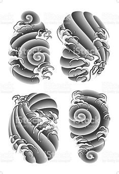 four different designs in the shape of waves on white background royalty photo - art illustration