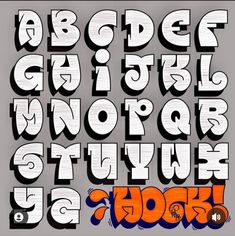 the alphabet is made up of different types of letters and numbers, all in black and orange