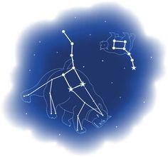 the zodiac sign horse is depicted in this blue and white image with stars on it