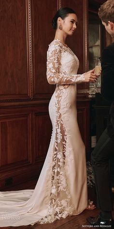 Fall 2024 Wedding, 2024 Wedding Dresses, Sottero Midgley, Sottero And Midgley, Corset Gown, Wedding Inspirasi, Bride Fashion, Sheath Wedding, Cathedral Train