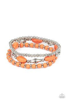 Sahara Sanctuary - orange - Bella Bling by Natalie Live Text, Paparazzi Accessories Jewelry, Orange Bracelet, Orange Stone, Paparazzi Accessories, Stretchy Bracelets, Paparazzi Jewelry, One Set, Blue Beads