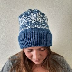 "Handmade Fair Isle Knit Beanie Hat -  New Design!! This is a warm winter hat. Design is knit into the fabric as it's made.  Slate Blue and White.  Yarn has a wintery \"sheen\" to it. Stretchy band Size:  Unisex OR request specific size in comments. All vegan acrylic materials It is the nature of Fair Isle knitting that the inside, or back side appears different from the front.  This is normal. All products are made on the homestead.  You can learn more about me at www.MadeInHabersham.com PLEASE Motif Fair Isle, Strong Couples, Handmade Fair, Warm Winter Hats, The Homestead, Hat Design, Fair Isle Knitting, Knit Beanie Hat, Skull Cap Beanie