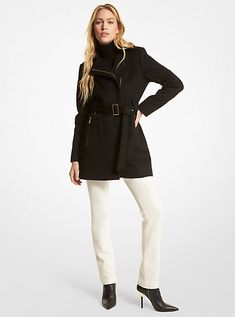 Wool Blend Belted Coat Chilly Morning, Perfect Coat, Long Coats, Michael Kors Outlet, Womens Parka, Belted Coat, Wool Blend Coat, Coat Black, Black Friday Shopping