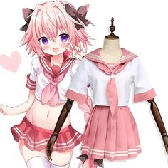 Inspired by Fate / Apocrypha Astolfo Anime Cosplay Costumes Japanese Cosplay Suits Top Skirt Tie For Women's Fate Apocrypha Astolfo, Masquerade Outfit, Fate Apocrypha, Tie For Women, Sailor Suit, Anime Cosplay Costumes, Tie Skirt, Lovely Legs, Anime Costumes