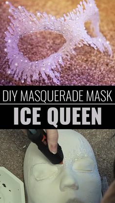 an ice queen mask is shown with the words diy masquerade mask