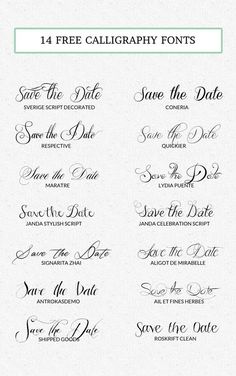 wedding calligraphy font and numbers