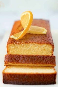 slices of lemon cake on a white plate