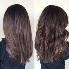 ... Balayage brunette - gorgeous both straight and curly. Color by @hairbybrittanyy #hair ... Straight Balayage, Balayage Straight, Brown Highlights, Dye My Hair, Brunette Hair, Great Hair, Brunette Hair Color