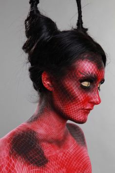 See 29 Mind-Blowing Halloween Makeup Transformations - MTV Makeup Clown, Devil Makeup, Devil Halloween, Devil Costume