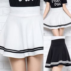 Casual Women Solid Color High Waist Stripes Pleated Stretchy School Mini Skirt School Mini Skirt School Uniform Mini Skirt For Summer, Summer School Uniform Style Mini Skirt, High Waist Stretch Mini Skirt For School, Preppy Mini Skirt For School, Preppy Pleated Mini Skirt, Summer School Uniform Style Lined Skirt, Preppy Mini Skirt For School Summer, Summer School Uniform Pleated Skirt, Preppy Mini Skirt For School And Summer