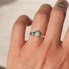 Treasure Trove Ring II | Opal, Turquoise, 14k Gold – From Isla Turquoise And Opal Ring, Turquoise Ring Engagement, Earth And Sky, Mermaid Aesthetic, Jewelry Workshop, Custom Ring Designs, Everyday Rings, Necklace Box, Custom Earrings