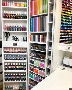 an organized craft room with lots of supplies