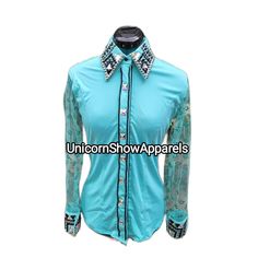 We Specialise in Showmanship, Horsemanship, Western Rodeo Queen Jackets, Show shirts, Show Pad and Show vest. Unveiling our Brand New Sea Green Show Shirt done by UnicornShowApparels ❤️ Each and Every design made with the Proper Pattern, So that it wouldn't go to the Wrong direction and haven't Make you Feel the Clumsiness and Tightened. We also set the Seam from All sides of the Corner for making the Future Alteration as We must not be Forget to Mention About the Cloth that we use Stretchable which is very Supportive to your Body and Medium weight, which Automatically Adjust your Size and Offer Great FREEDOM To Move and Ride while still being Light, Cool and Undeniably Stylish. In our expressive designs We also offer our customers to use Leather instead of rexin in our Swirls Pattern and Horse Riding Shirt, Western Show Shirts, Riding Shirts, Turquoise Western, Rodeo Queen, Western Rodeo, Jacket Shirt, Swirl Pattern, Sea Green