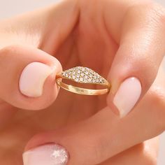 14k Solid Gold Sparkle Pinky Ring, Dainty Pave Signet Ring Women, Minimalist Promise Ring, Unique Cz Stacking Daily Ring, Gift for Her - Etsy Pinky Rings For Women, Diamond Pinky Ring, Pinkie Ring, Pinky Signet Ring, Cz Rings, Gold Pinky Ring, Signet Rings Women, Diamond Signet Ring, Sparkling Rings