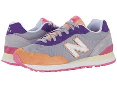 New Balance Classics WL515V3 - Women's Classic Shoes : Whisper Grey/Sugar Melon : Nothing looks fresher than a pair of sporty sneakers from New Balance Classics! This WL515V3 athletic shoe features a plush comfortable ride in a traditional silhouette. Leather and mesh or textile uppers in a sporty mid-top profile. Traditional lace-up closure. Foam-padded collar and tongue. Soft textile lining and a removable foam insole provide all-day comfort. TPU heel insert for extra support. ENCAP® midsole f Womens New Balance, New Balance Classics, Sporty Sneakers, Athletic Shoe, Mid Top, Soft Textiles, Classic Shoes, New Balance Sneaker, Melon