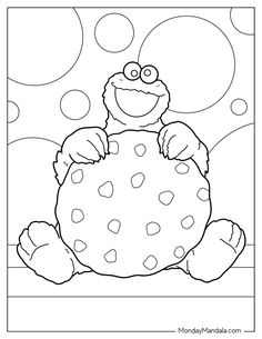 the sesame character is sitting on top of an object coloring pages for kids and adults