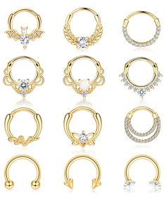 PRICES MAY VARY. 💎Septum Piercing Jewelry Set💎 One order you will receive 12Pcs septum clicker rings in different styles, CZ,Opal, Snake, Bat, Leaf. 3 colors you can choose: Silver, Rose Gold, Black. A variety of styles to meet your different matching needs 💎Safety Material💎 These daith earrings are made of high quality stainless steel and AAA+CZ, free of lead and nickel, harmless to your health. High-quality electroplating process, long-lasting color retention, highly polished smooth surfac Septum Piercing Jewelry, Septum Hoop, Tragus Hoop, Septum Rings, Electroplating Process, Daith Earrings, Septum Clicker, Septum Jewelry, Body Jewelry Piercing