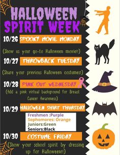 the halloween spirit week flyer is shown