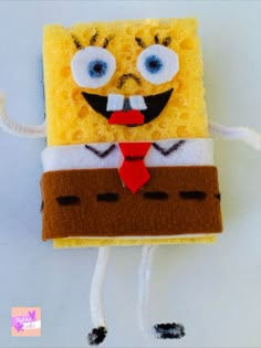 the spongebob is wearing a red tie