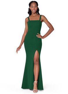 . Crafted with luxe stretch crepe, Gianetta is an elegant choice for your bridal party. #Bridesmaid #Wedding #CustomDresses #AZAZIE Bridesmaid Gown With Straight Neckline, Fitted Bridesmaid Gown With Straight Neckline, Fitted Evening Dress With Straight Neckline For Bridesmaid, Fitted Square Neck Maxi Dress For Prom, Dark Green Bridesmaid, Black Bridesmaid Dress, Green Bridesmaid Dress, Dark Green Bridesmaid Dress, Black Bridesmaid