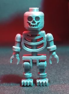 a toy skeleton is standing on the floor