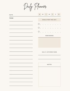 a daily planner with the words daily planner written in black and white on top of it To Do Daily List, Aesthetic To Do List Ideas, Daily Planner Template Goodnotes, Planner Aesthetic Ideas, Daily To Do List Ideas, To Do List Template Aesthetic, Lists Aesthetic, Goodnotes To Do List, To Do List Layout