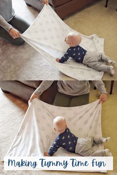 two babies are laying on the floor and one is holding a blanket