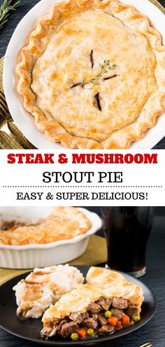 steak and mushroom pot pie with text overlay