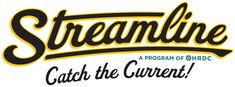 the streamline logo is shown in black and yellow with an arrow pointing to it