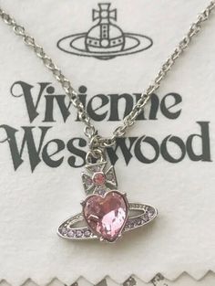 #ad Top Seller for Vivienne Westwood Ariella Pink Heart Necklace Pendant Crystal Silver Outlet Mint, Fashion Jewelry Watches Vivienne Necklace, Silver Necklace Cute, Necklace Vivienne Westwood, Silver And Pink Jewelry, Heart Necklace Silver, Viviane Westwood, Vivienne Westwood Jewelry, Pink Vivienne Westwood, Vivienne Westwood Necklace