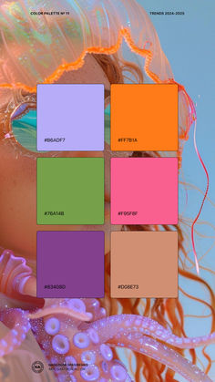 a woman with long hair and sunglasses on her face is shown in the color chart