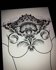 Geometric Chest Tattoo Female, Mandala Chest Tattoo Female, Sternum Tattoo Big Bust, Ornamental Chest Tattoo, Ornament Tattoo, Chest Tattoo Stencils, Geometric Mandala Tattoo