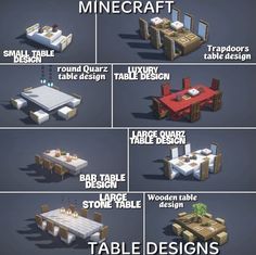 the different tables and chairs are labeled in this diagram, which shows how to use them