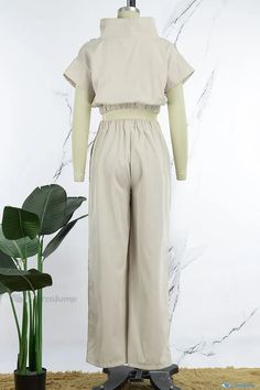 OrcaJump - Stylish Apricot Casual Solid Two Piece Set with Mandarin Collar and Short Sleeves Casual Beige Wide Leg Sets, Basic Mandarin, Short Sleeve Suit, Two Piece Set, Two Piece Sets, Mandarin Collar, Wholesale Fashion, Two Pieces, Apricot