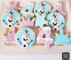 frozen princess cookies decorated with royal icing