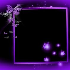 a purple frame with butterflies flying around it