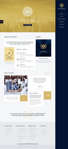 an image of a website page with gold and blue colors on the front, side and back