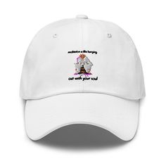 "Looking for a hat to improve your fashion game? Our Yoga Meditation Dad Hat is the perfect accessory!  Meditation in Like Hanging Out with Your Soul Quote Hat is designed with high-quality material that keeps it soft and comfortable throughout the day. Summer Dad Hat is designed with comfort in mind. Wear it to your kid's soccer game, wear it to the grocery store, wear it to the family reunion and let everyone know that you're the one in charge.  Inspirational Positive Hat with a built-in adjustable strap. The antique buckle makes them extra durable while staying true formality or casualness--whatever you're going for today Yoga Meditation Dad Hat is the basic staple of any wardrobe. It is the foundation upon which casual fashion grows. ✨Product Details✨ * 100% chino cotton twill * Green Novelty Adjustable Baseball Cap With Curved Brim, Novelty Baseball Cap With Adjustable Curved Brim, Novelty Dad Hat Adjustable Cap, White Novelty Snapback Hat With Curved Brim, White Novelty Adjustable Baseball Cap, Novelty Flat Brim Baseball Cap One Size, Novelty Adjustable Cap, Adjustable White Short Brim Dad Hat, Soccer Games For Kids