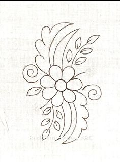 a drawing of a flower with leaves on it