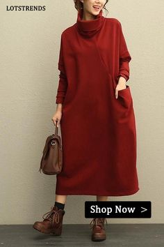 Women Casual High Neck Thicken Knitted Winter Maxi Dresses Winter V-neck Stretch Long Sleeve Dress, Casual Non-stretch Long-sleeved Sweater Dress, Casual Non-stretch Long Sleeve Sweater Dress, Long Sleeve Solid Sweater Dress For Fall, Long Sleeve Sweater Dress In Solid Color For Fall, Fall Long Sleeve Solid Color Sweater Dress, Fall Solid Color Long Sleeve Sweater Dress, Non-stretch Long Sleeve Casual Dress, Casual Non-stretch Long Sleeve Dress