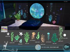 an animated view of a bedroom with underwater decorations