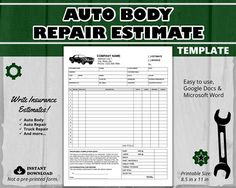 the auto body repair manual is shown in this image, and it contains instructions to use