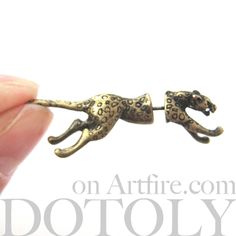 Fake Gauge Earrings: Realistic Leopard Cheetah Animal Shaped Plug Stud Earrings in Brass | DOTOLY Leopard Print Earrings For Pierced Ears As Gift, Leopard Print Earrings For Gift, Leopard Earrings, Fake Gauge Earrings, Gauge Earrings, Fake Gauges, Plug Earrings, Cheetah Animal, Ear Earrings