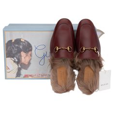 Gucci brand new maroon size 6 furry slippers. Men s size. The Princetown slipper is fully lined and trimmed with wool then finished with the House's signature Horsebit detail. Comes with box and double dust covers. Gucci Brand, Slides Slippers, Mario Testino, Grace Kelly, West Hollywood, Dust Cover, Gucci Men, Bergdorf Goodman, New Man