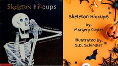 two halloween books with skeletons and pumpkins on them