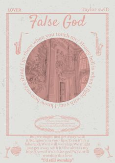 an old book with the title false god written in pink and white on top of it