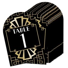 Make a statement at your Wedding Receptions, Parties, or Events with the charming Roaring 20s Table Numbers! Featuring an elegant arch-shaped cut-out design, display these table numbers to stylishly help your guests find their table. These 1920s Art Deco Jazz card numbers are a table accessory that can easily be coordinated with your decor style. For a no-fuss solution, simply pair them up with your own stand, frame, or holder and place them at your table to add an extra flair to your party deco Harlem Nights Theme, Gatsby Birthday Party, 1920s Jazz, Jazz Party, Harlem Nights