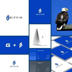 an eagle sitting on top of a tree branch next to business cards and envelopes