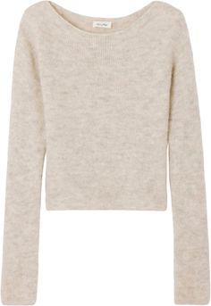 Stickad tröja i italiensk ullmix med lång ärm och båthalsringning Powder Snow, Off The Shoulder Jumper, Short Loungewear, Cardigan Shirt, Boatneck Sweater, Stockholm Fashion, Jumper Shirt, White Denim, Jumpers And Cardigans